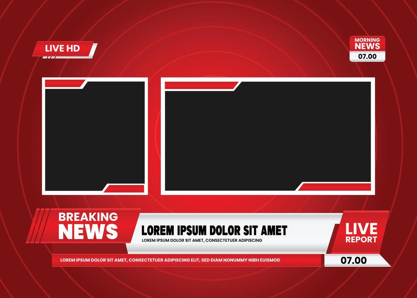 News broadcast template with red background and black frame vector