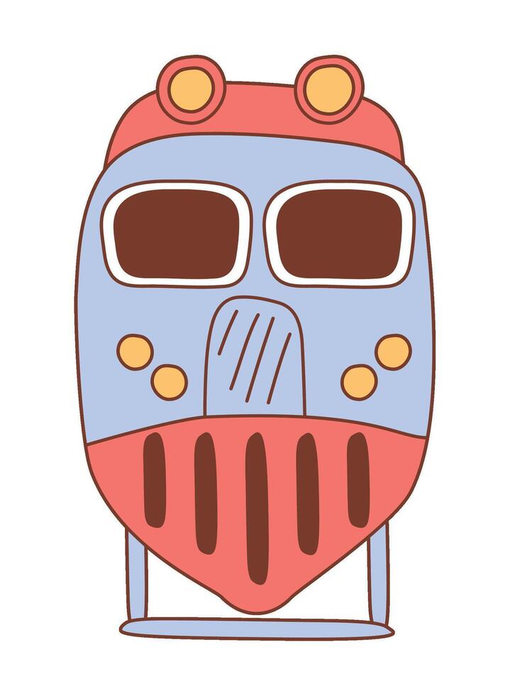 Blue and Red Train Hand-Drawn Doodle Isolated Icon vector