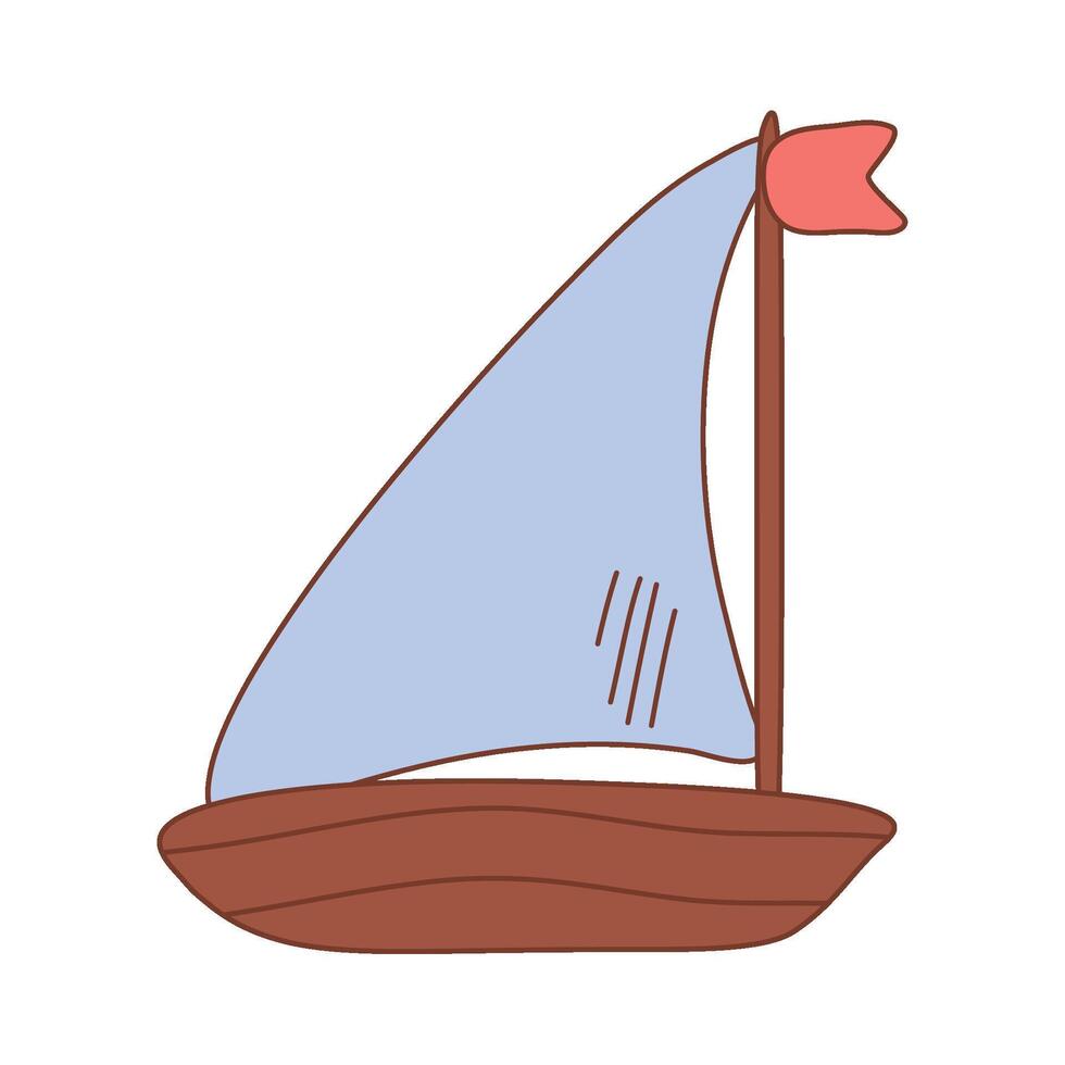 Sailing Boat Hand-Drawn Doodle Isolated Icon vector