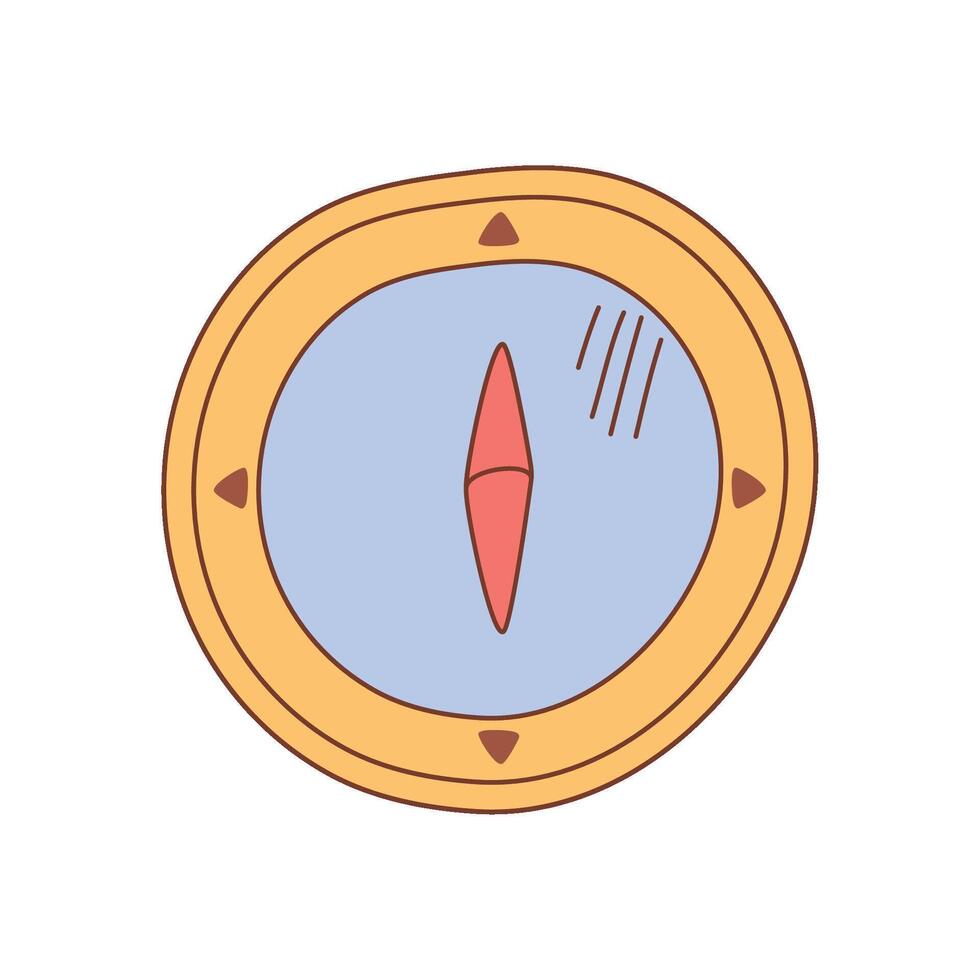 Yellow Compass Hand-Drawn Doodle Isolated Icon vector