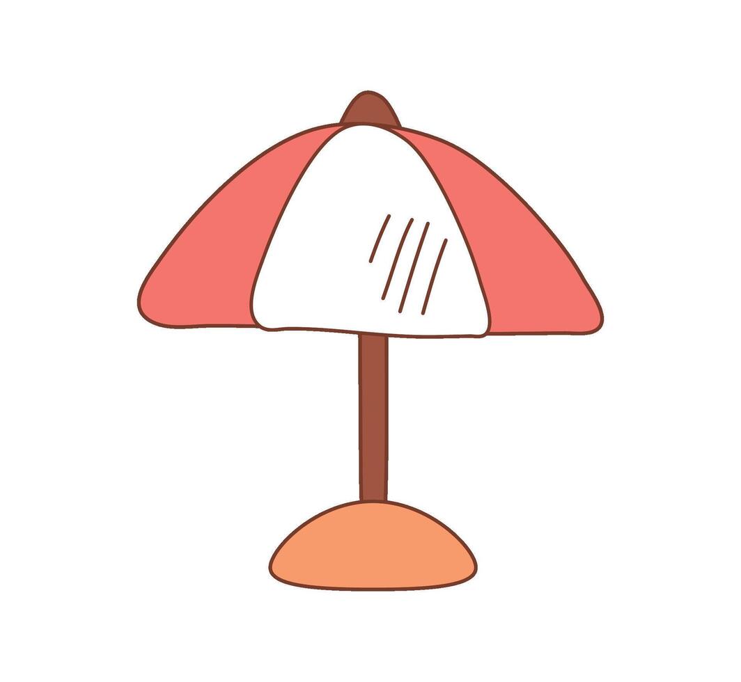 Red and White Summer Umbrella Hand-Drawn Isolated Icons vector