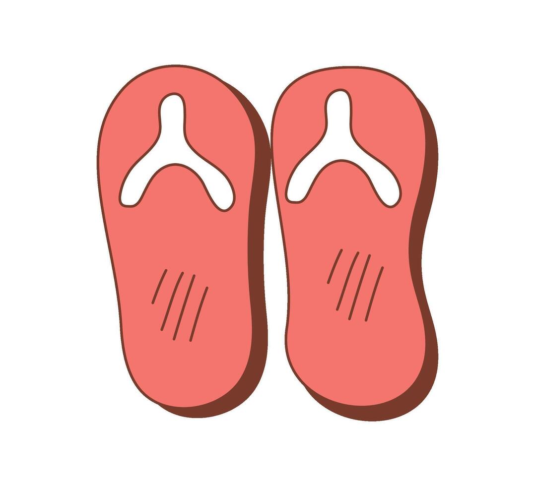 Summer Red Sandals Hand-Drawn Isolated Icons vector