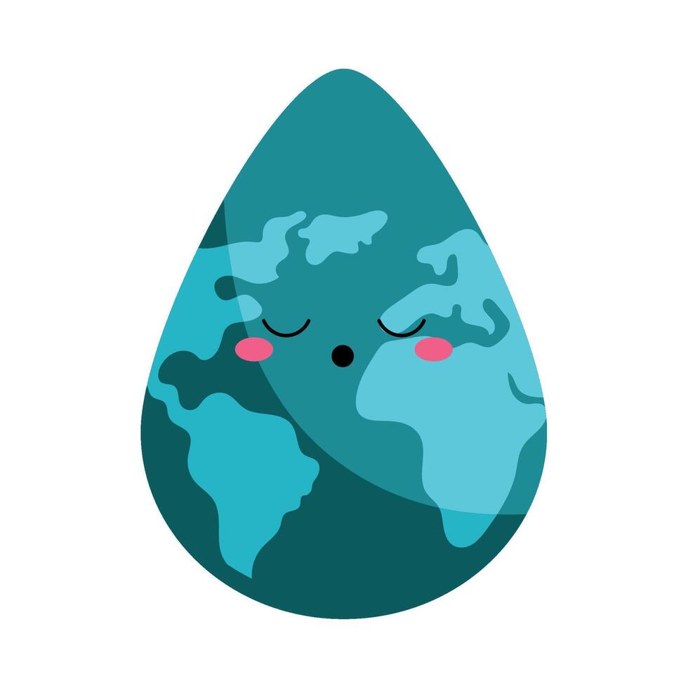 Kawaii Flat Earth Day Water Drop Icon vector