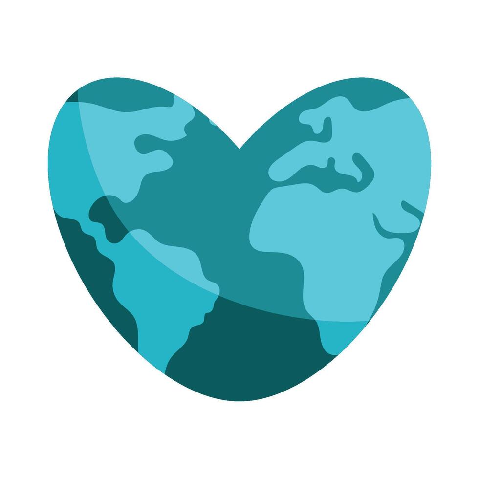 Flat Style Blue Heart Shaped Earth for Earth Day vector