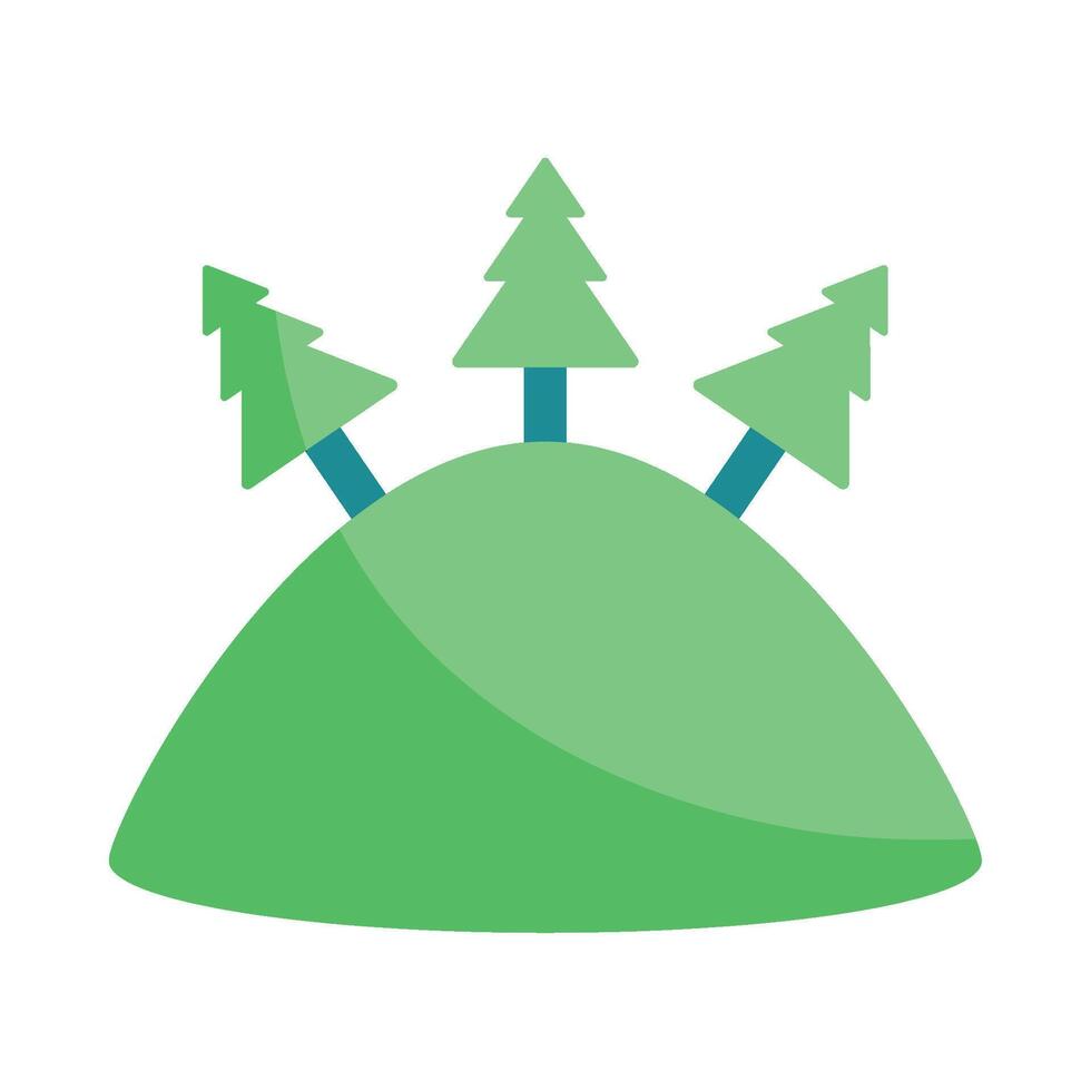Flat Style Green Mountain Pines Nature Earth Day vector