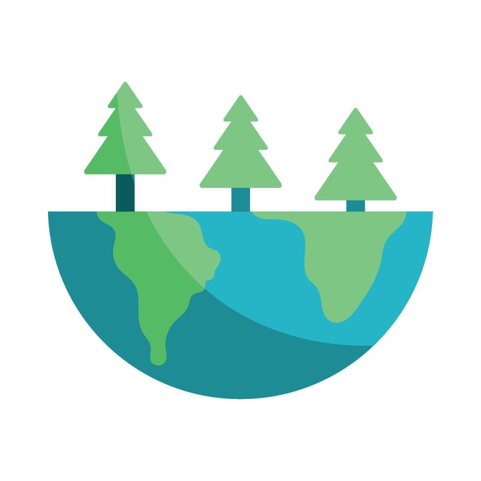 Flat Earth Day with Pine Trees vector