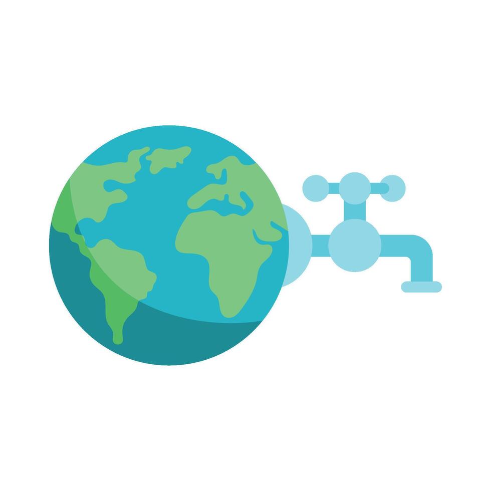 Flat Earth and Water Conservation Concept vector