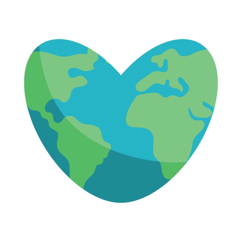 Flat Style Green Heart Shaped Earth for Earth Day vector