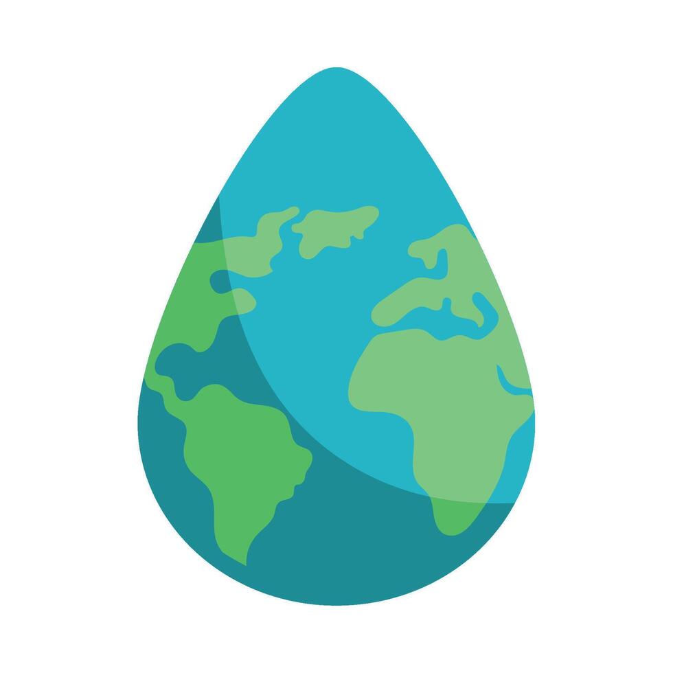 Flat Style Green Earth Day Water Drop Icon vector