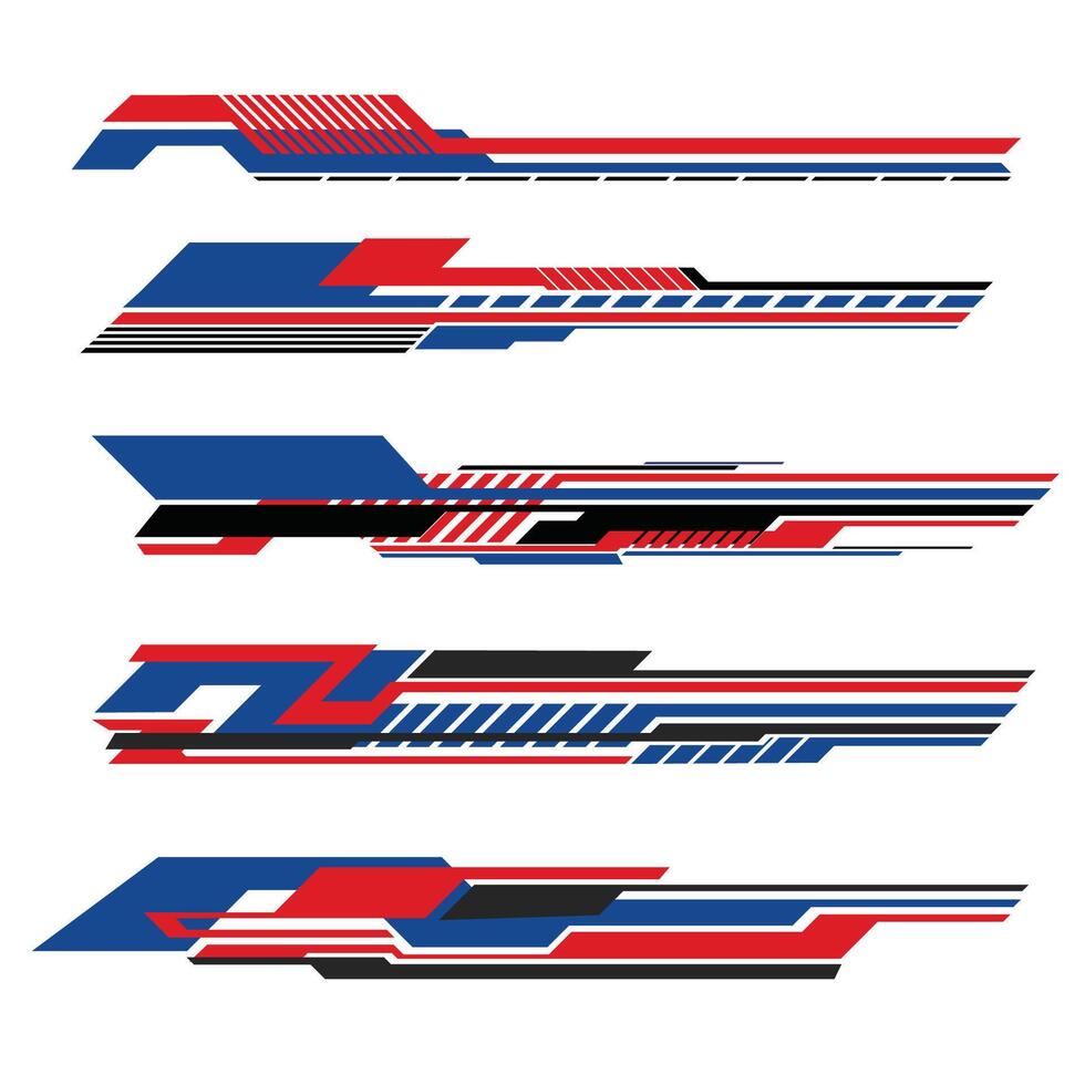 collection set of livery decals for rally and racing car bodies vector
