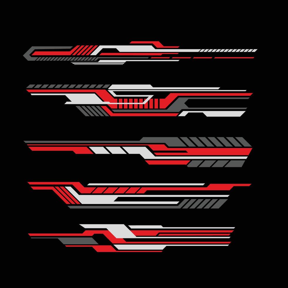 collection set of livery decals for racing car bodies vector