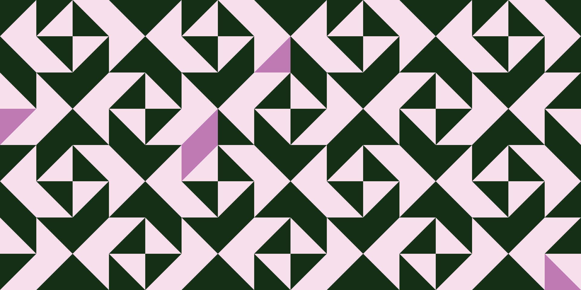 Minimal Truchet tile pattern in black and white with a pop of pink vector