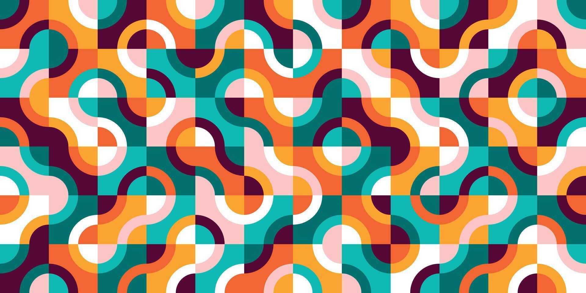 Geometric seamless pattern with colorful curved shapes vector