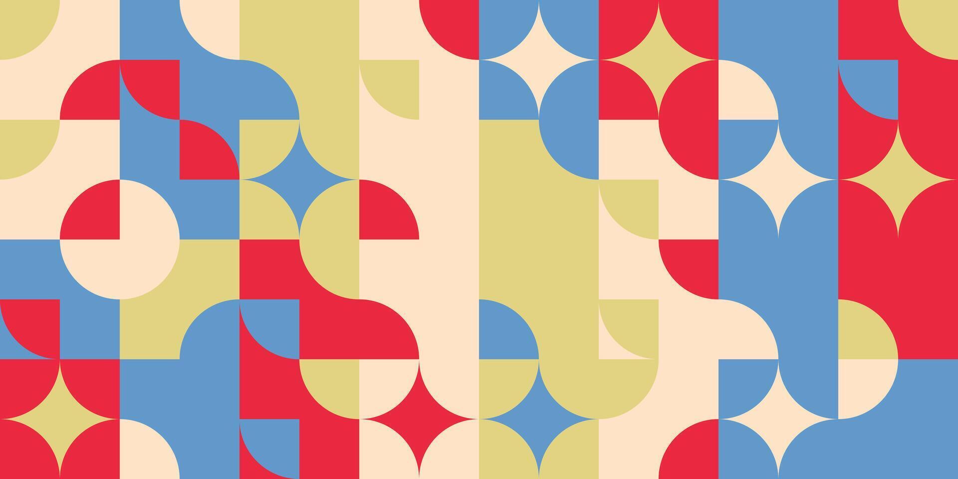 Abstract background with red, blue and yellow circles and stars vector