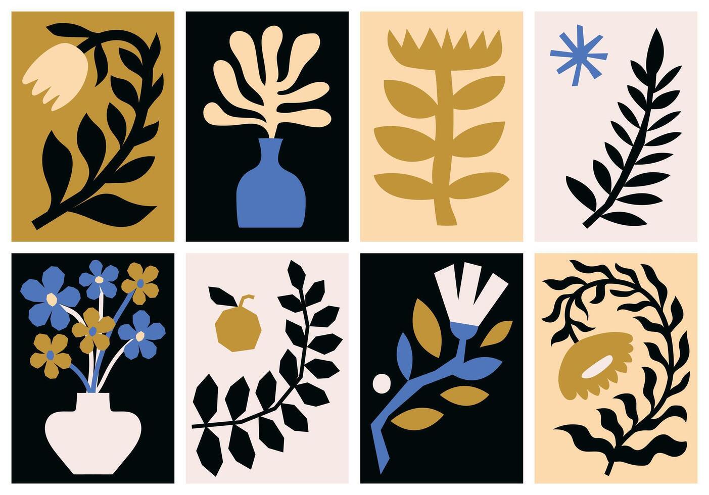 Cut out naive abstract flowers vector