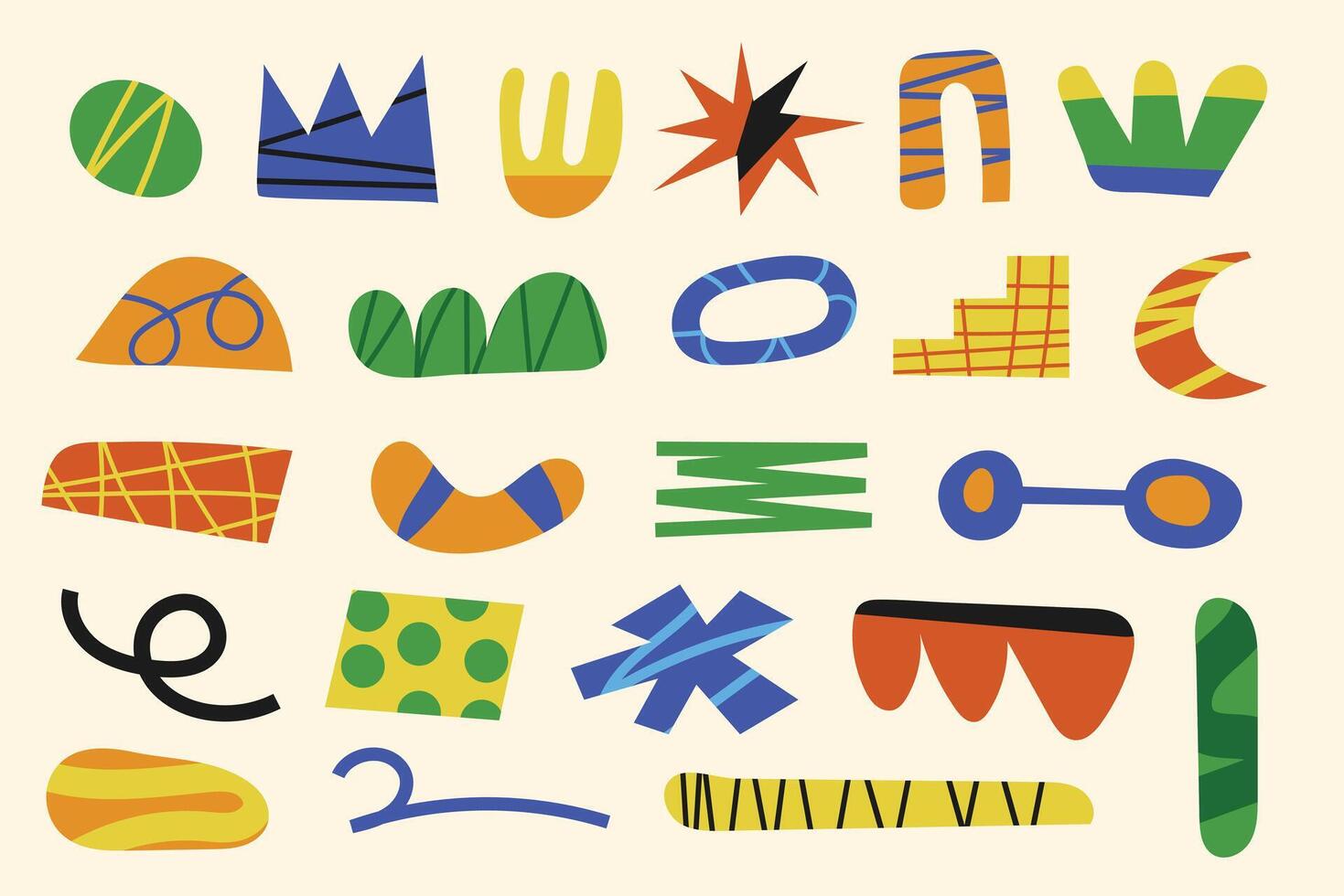 Playful doodle shapes set vector