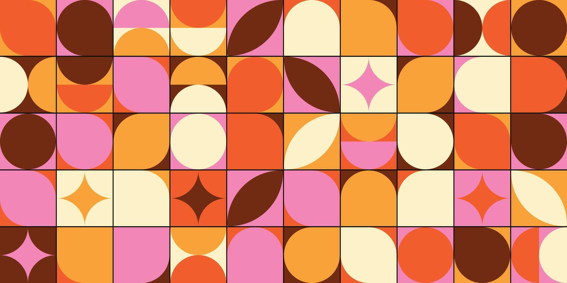Warm abstract geometric composition with simple shapes vector