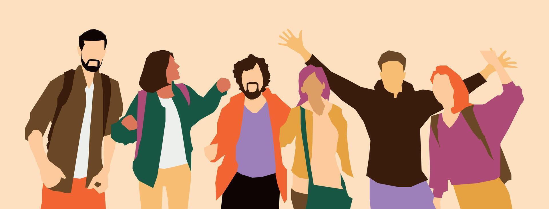 Group of happy friends vector