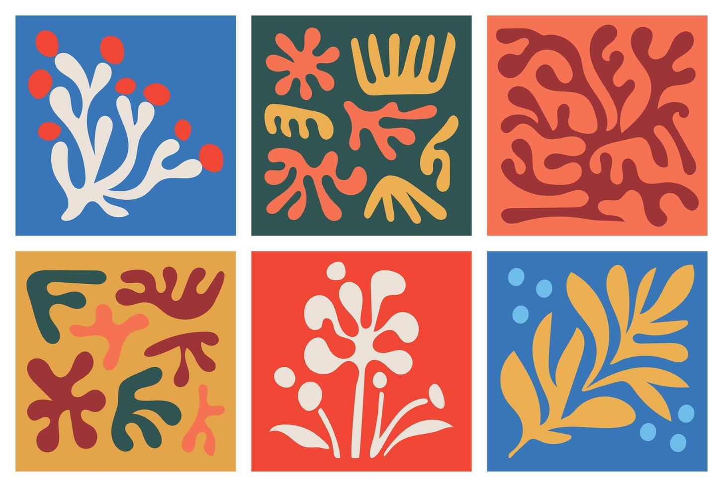 Hand drawn simple shapes and floral elements vector