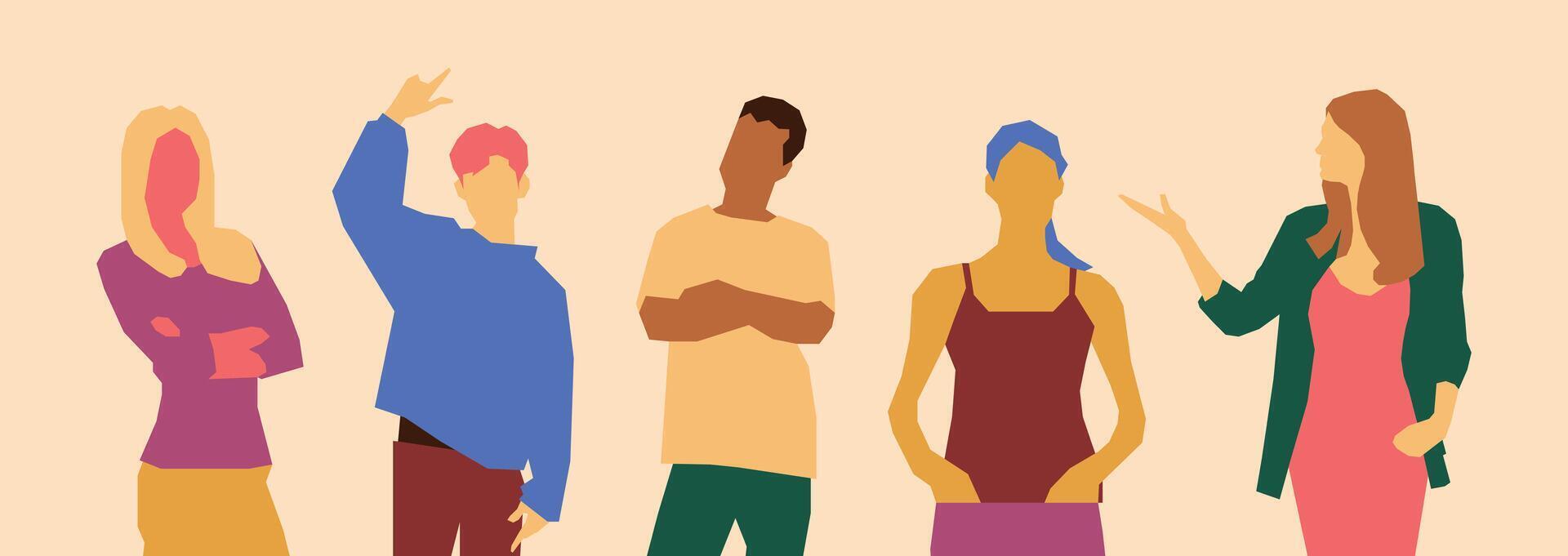 Group of people in different positions vector