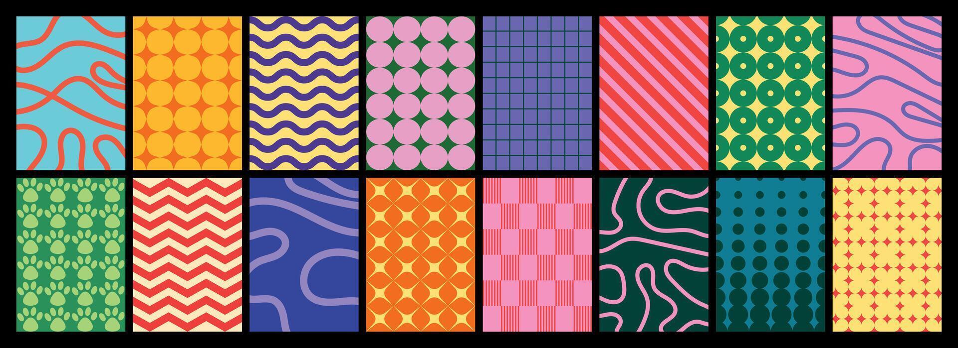 Collection of textured backgrounds with simple and fun repeating patterns vector