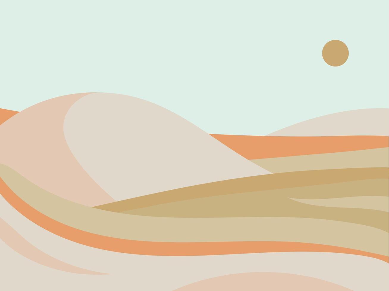 Desert landscape with sun and sky vector