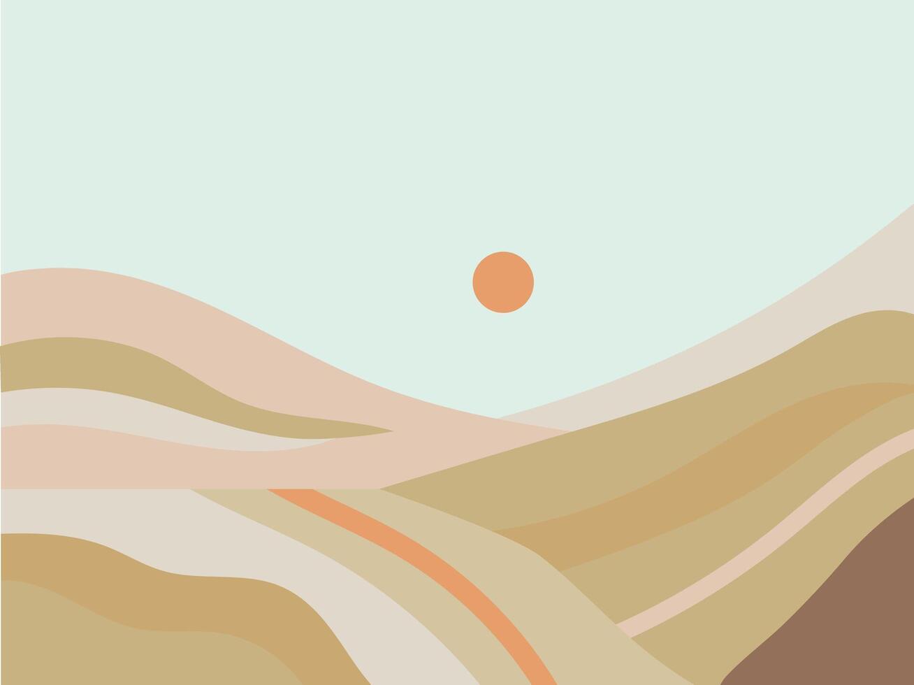 Desert landscape with a sun in the sky vector