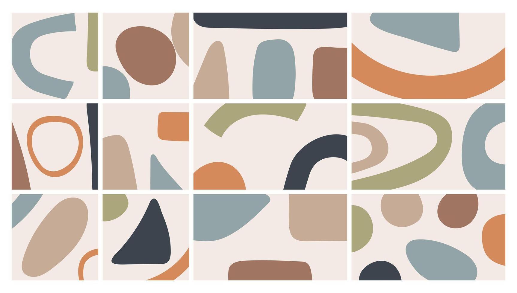 Minimalist abstract backgrounds with simple naive hand drawn shapes vector