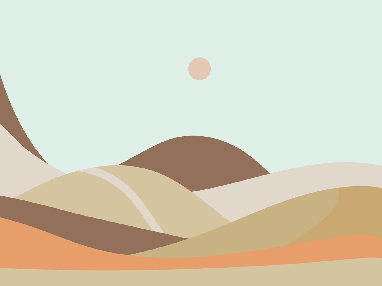Desert landscape with dunes and mountains in earth tones vector