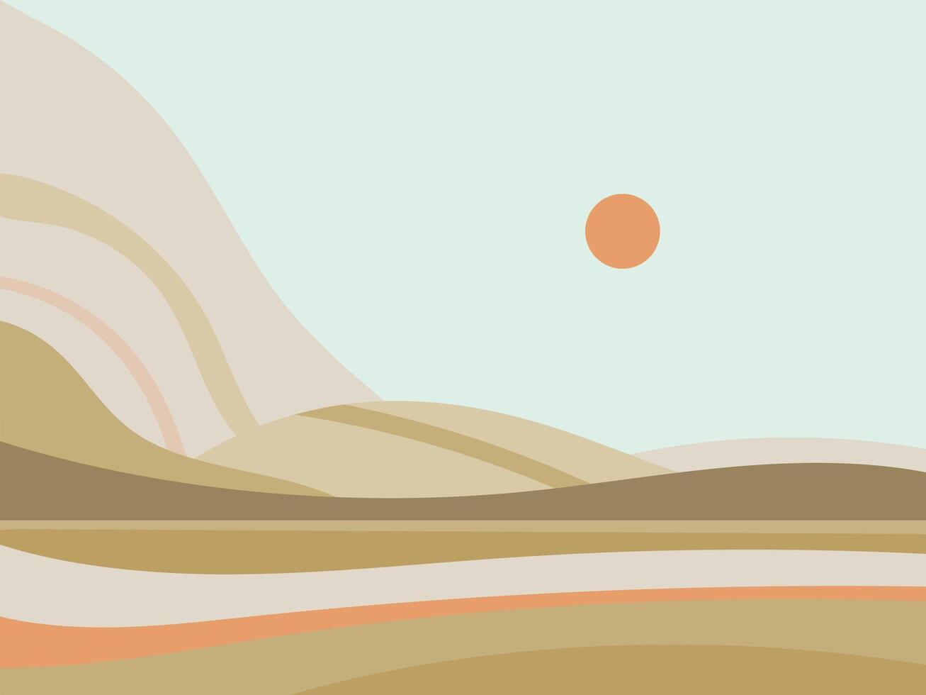 Boho landscape with a sun in the sky vector