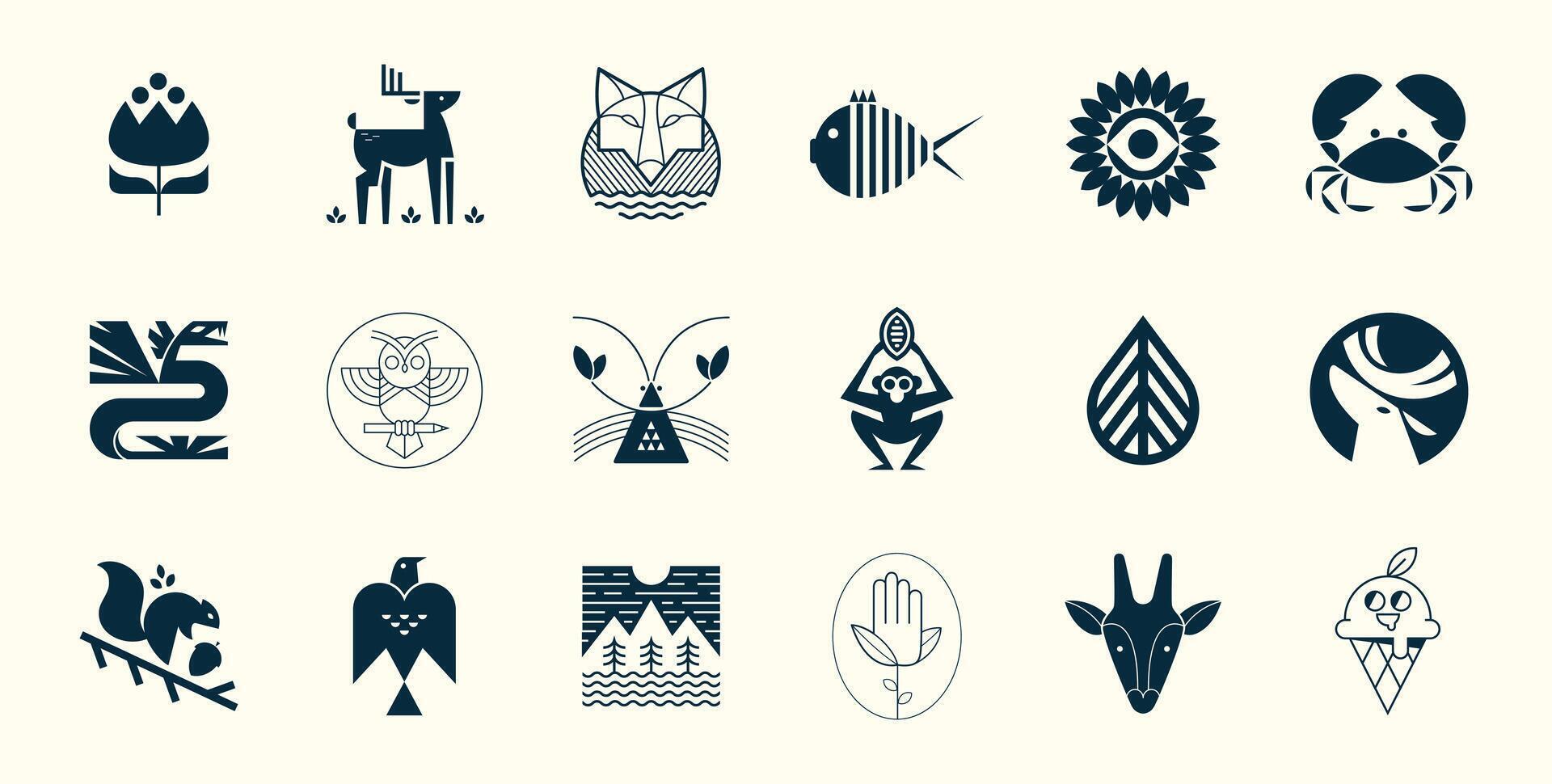 Nature and Animal logos vector