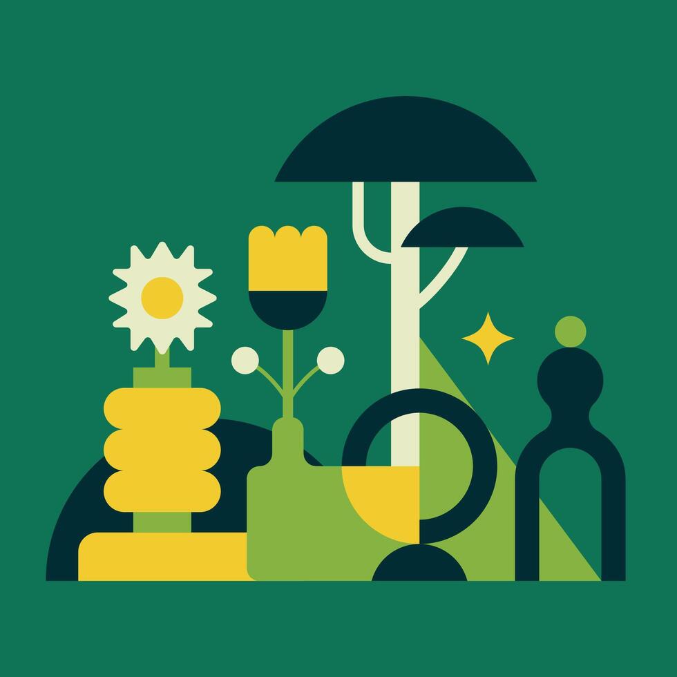 Green geometric garden vector