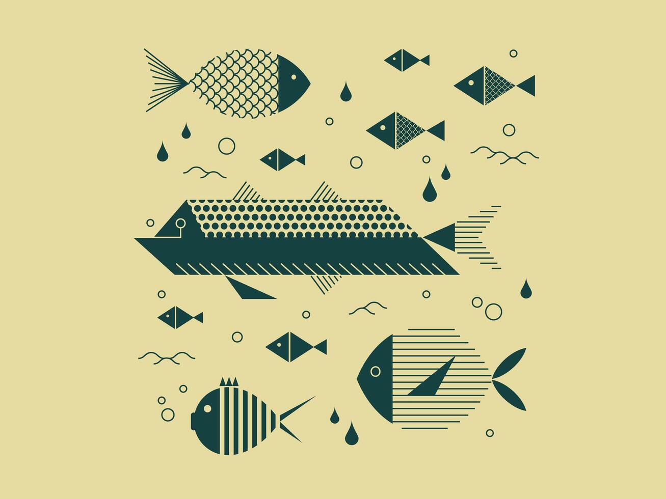 Set of geometric fish vector