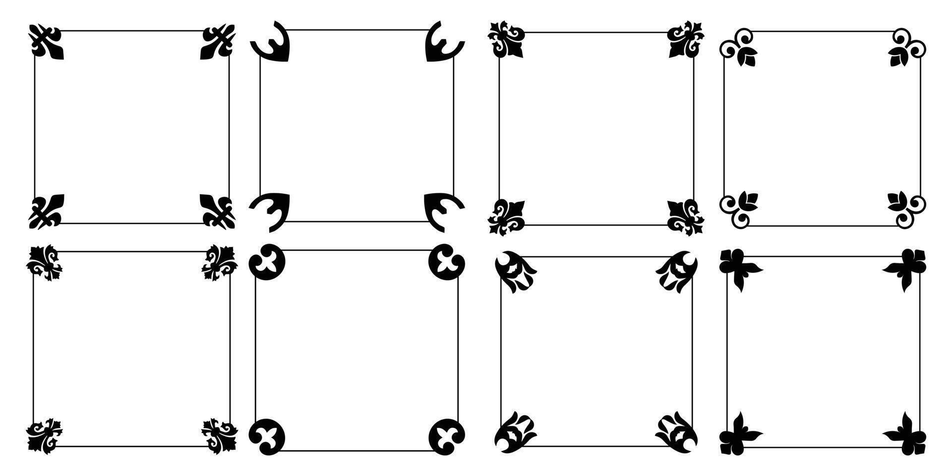 Set of Square Ornamental label frames. decorative vintage frame and retro badge vector