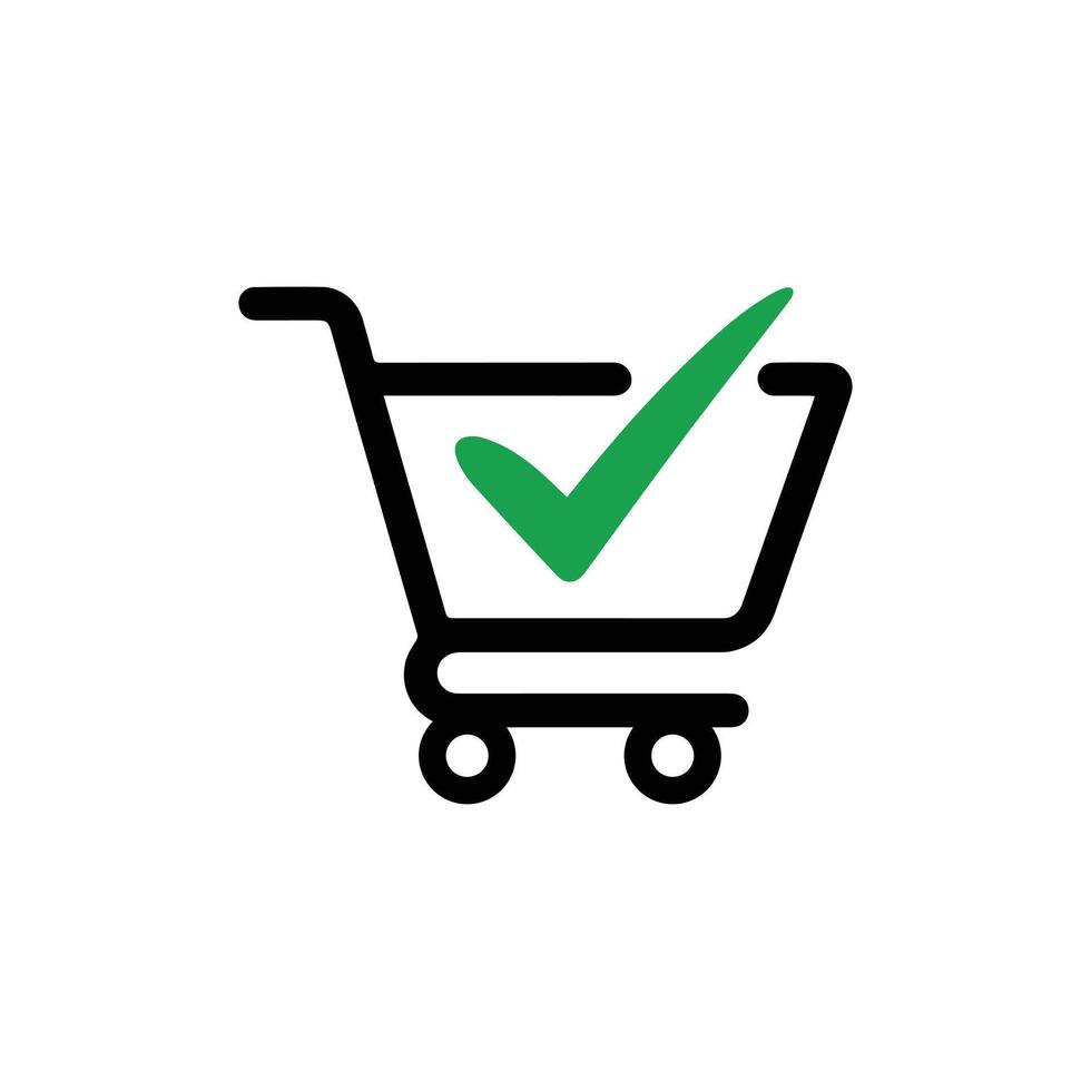 Shopping Cart with Green Check Mark Icon vector