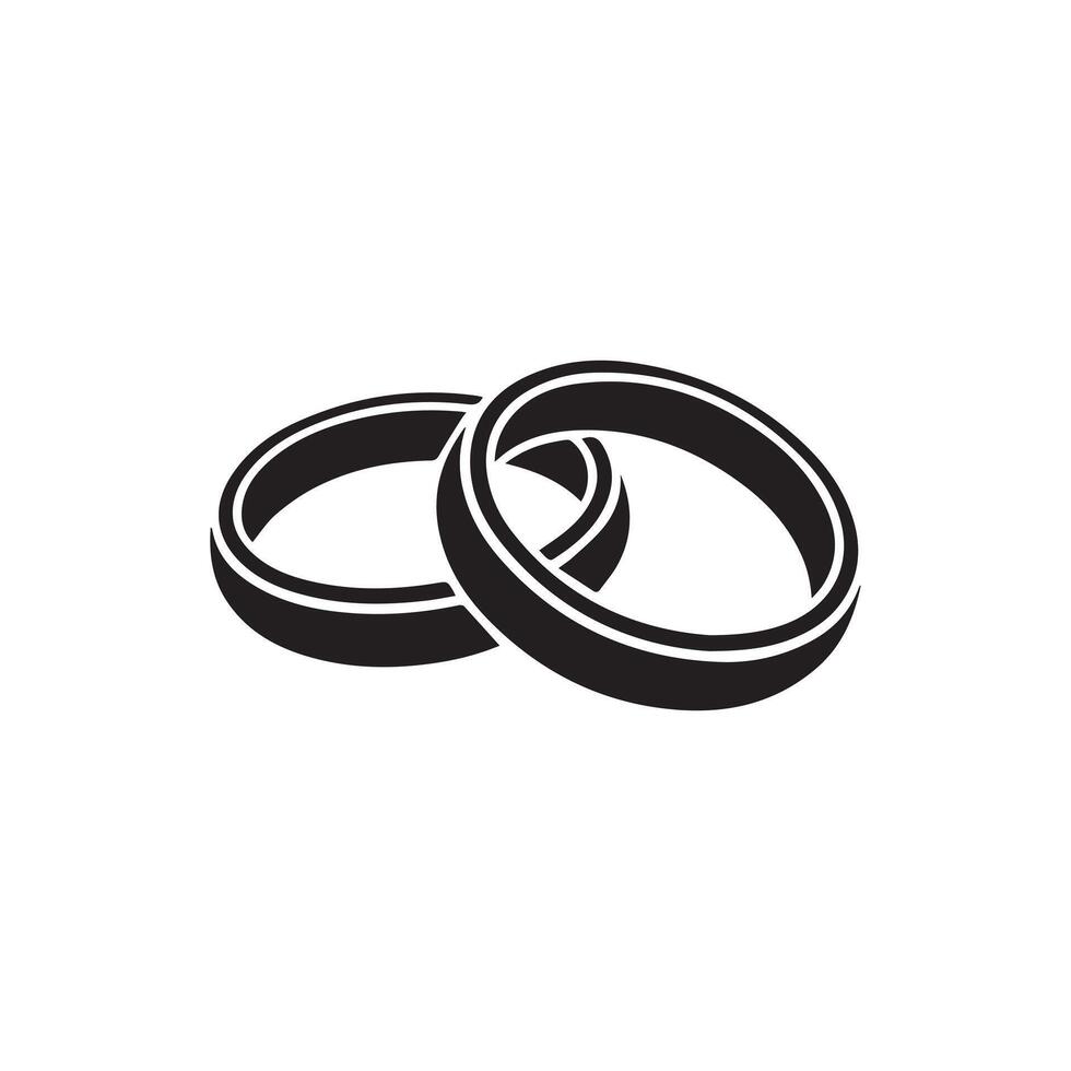 Wedding Rings Icon Black Silhouette Design vector
