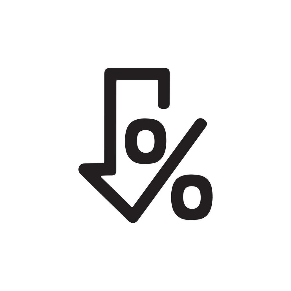 Discount Percentage Icon with Down Arrow Illustration vector