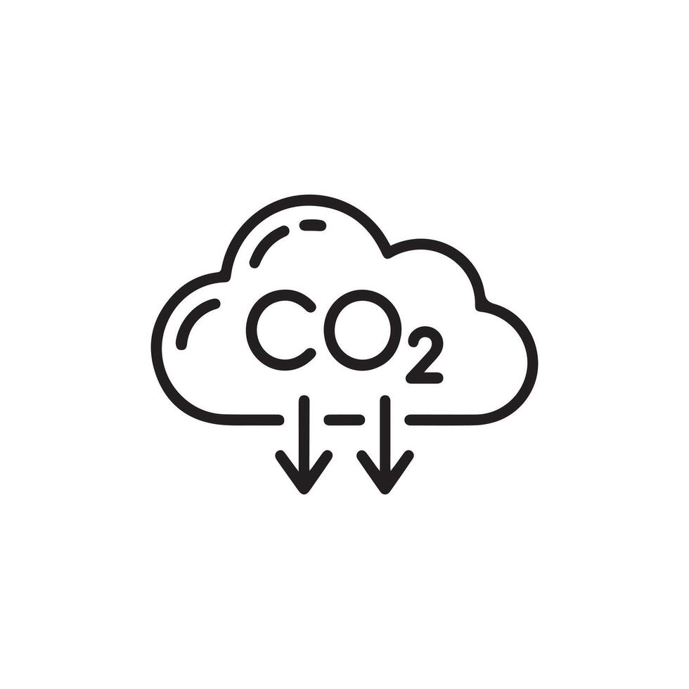 CO2 Reduction Icon Cloud with Down Arrows Climate Change Symbol vector