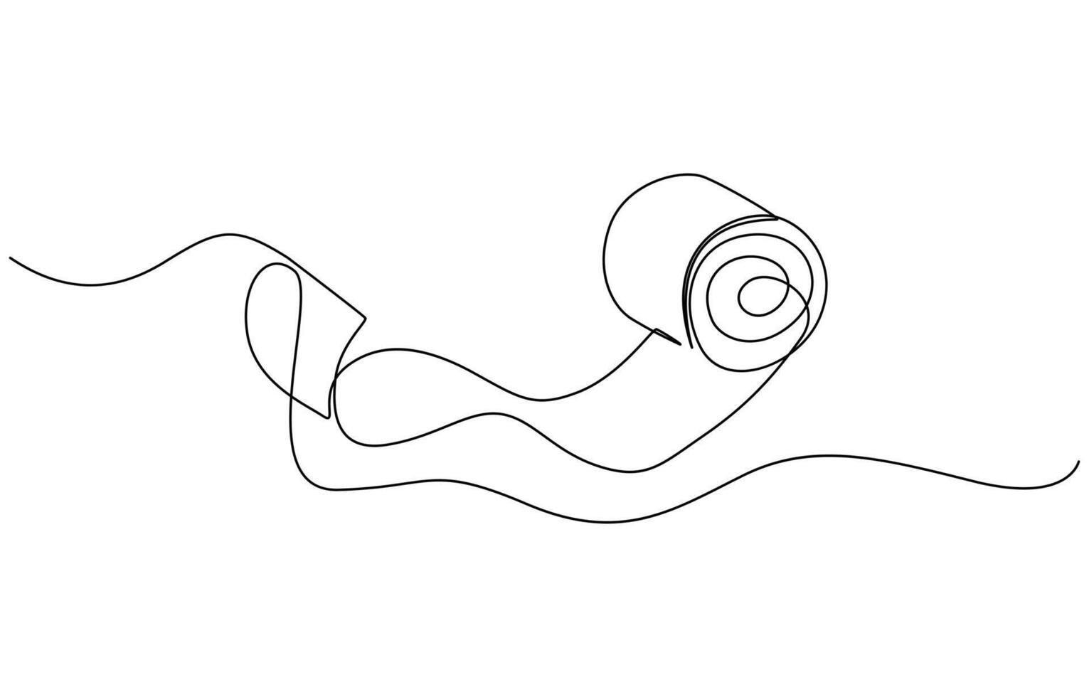 Toilet paper in continuous line art drawing style. Roll of tissue paper on a holder minimalist black linear design. Continuous one line drawing of tissue toilet paper rolls. vector