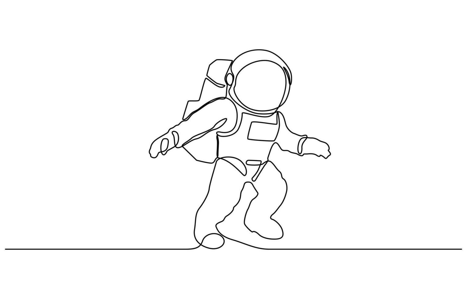 Astronaut in continuous one line drawing. Single line art illustration of astronaut. Editable outline, Astronaut in continuous one line drawing art. vector