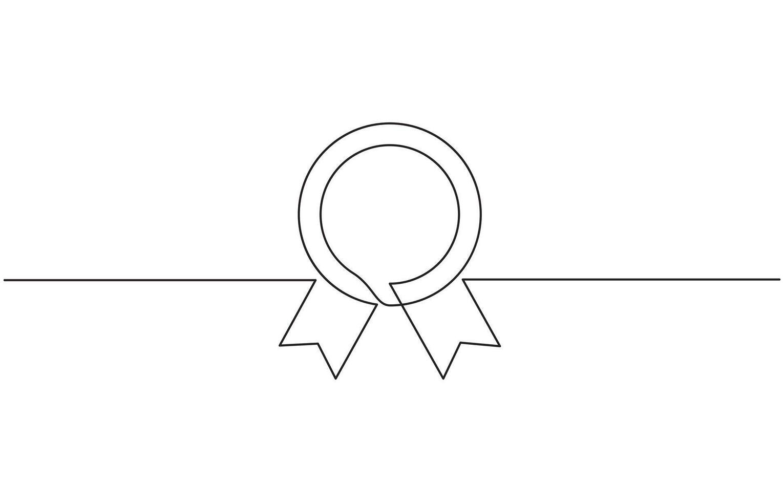 Award winning ribbon - first place concept. Continuous one line drawing, Pro , Continuous one line shape award isolated illustration vector