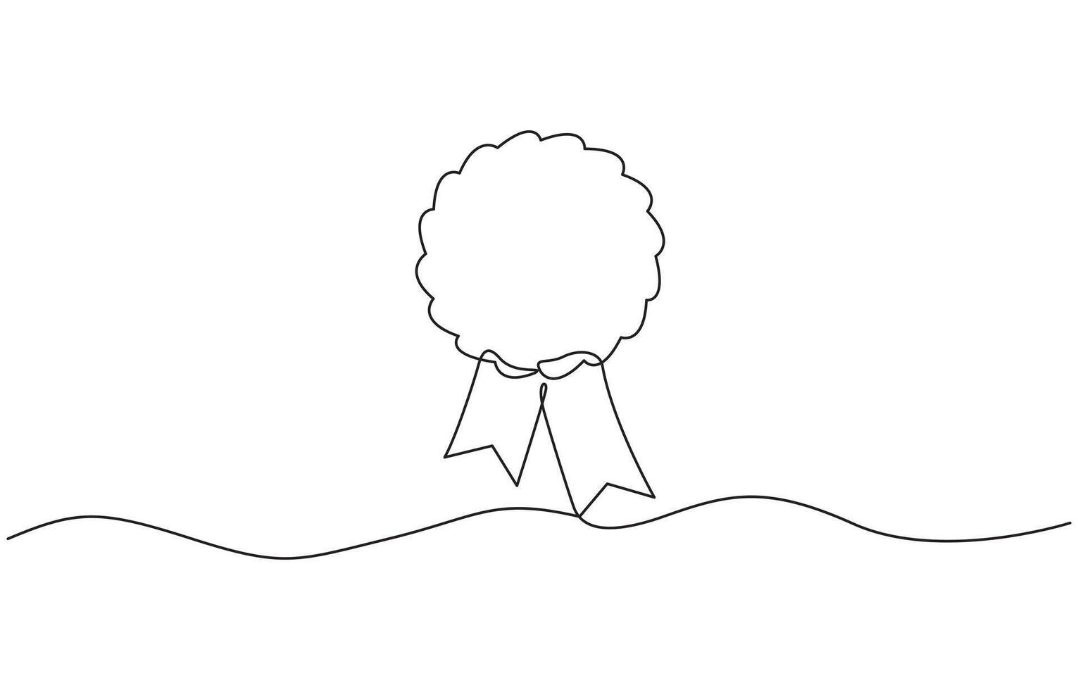 Award winning ribbon - first place concept. Continuous one line drawing, Pro , Continuous one line shape award isolated illustration outline. vector