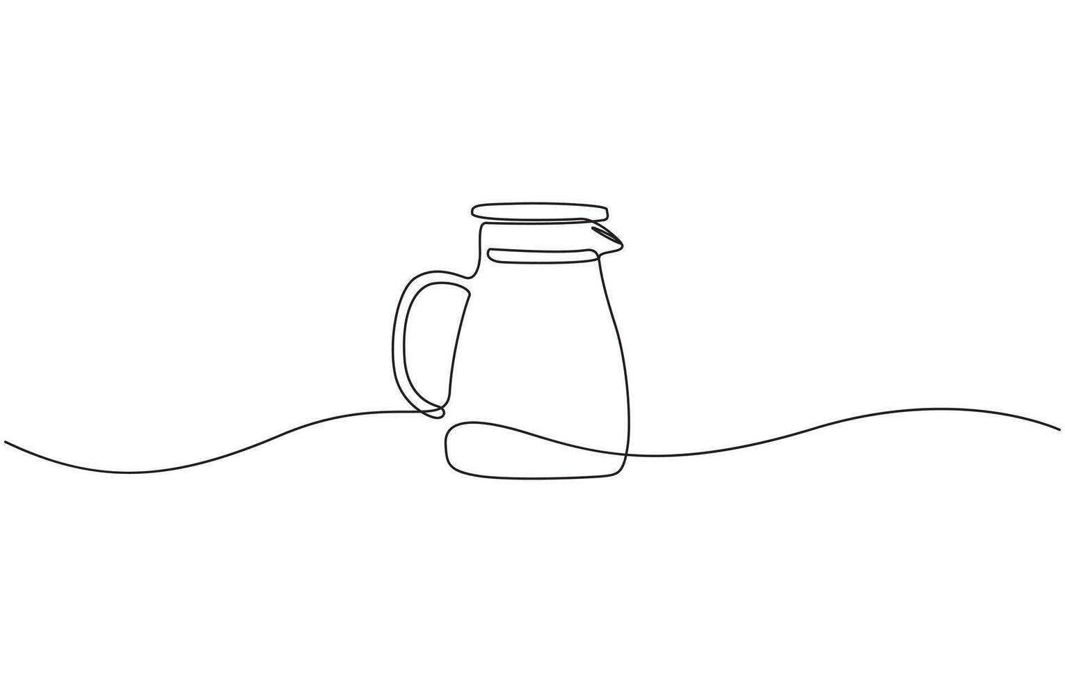 Continuous one line drawing of water pitcher glass. water jug in single line draw, Water pitcher one line . Continuous one line drawing of pitcher drink. Editable stroke vector