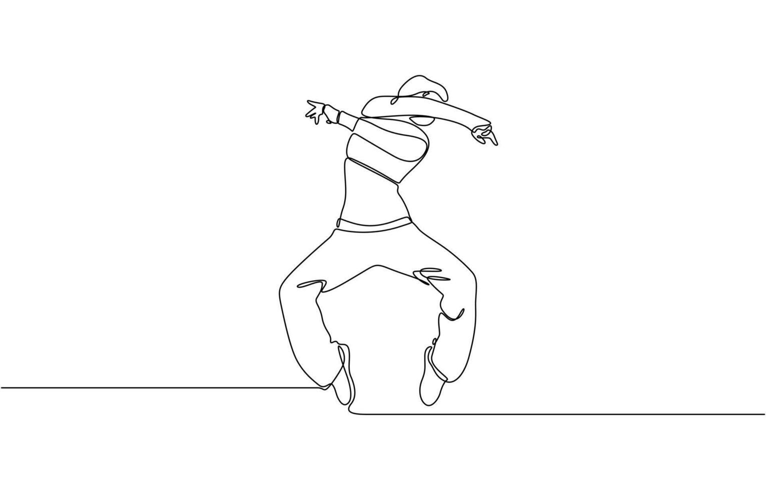 Single continuous line drawing of young energetic hip-hop dancer woman practice break dancing, Single one line art concept of female hip hop dance pro illustration vector