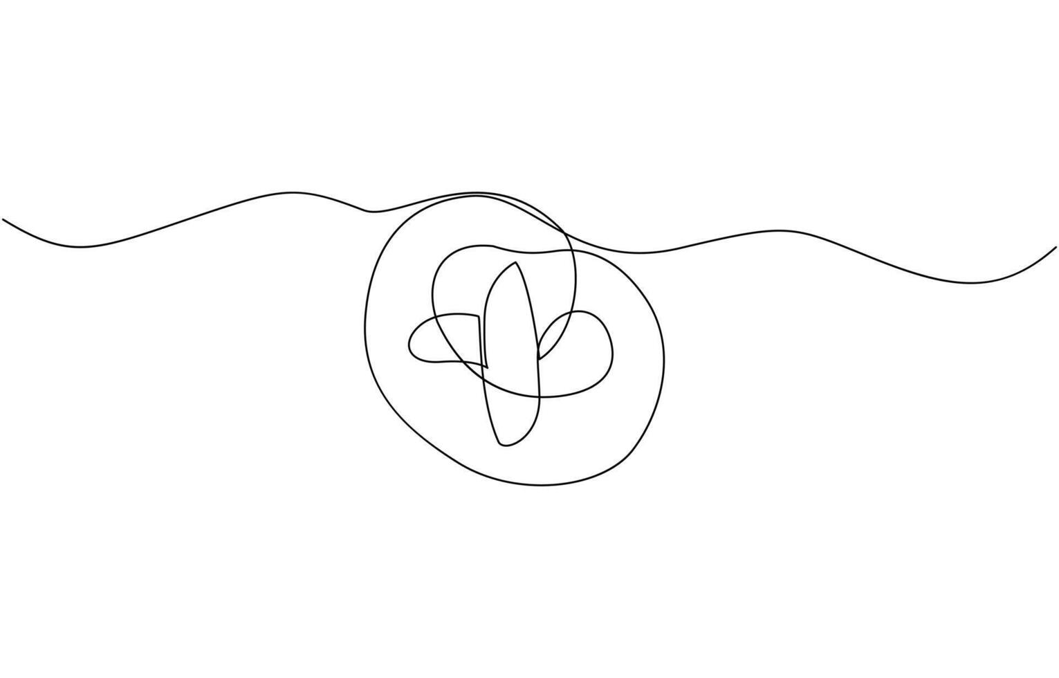One line continuous pretzel bakery symbol concept. Silhouette bread salty German snack icon. Digital white single line sketch drawing illustration. vector