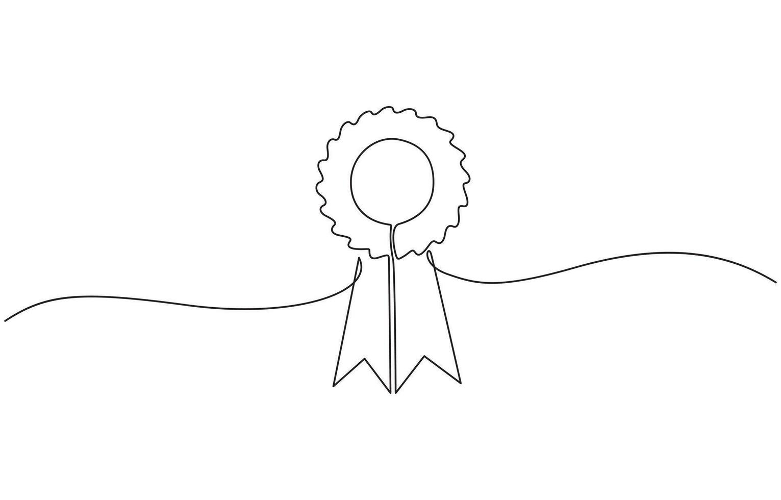 Award winning ribbon - first place concept. Continuous one line drawing, Pro , Continuous one line shape award isolated illustration editable outline vector