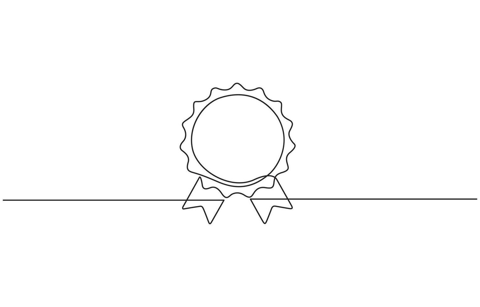 Award winning ribbon - first place concept. Continuous one line drawing, Pro , Continuous one line shape award isolated illustration. vector