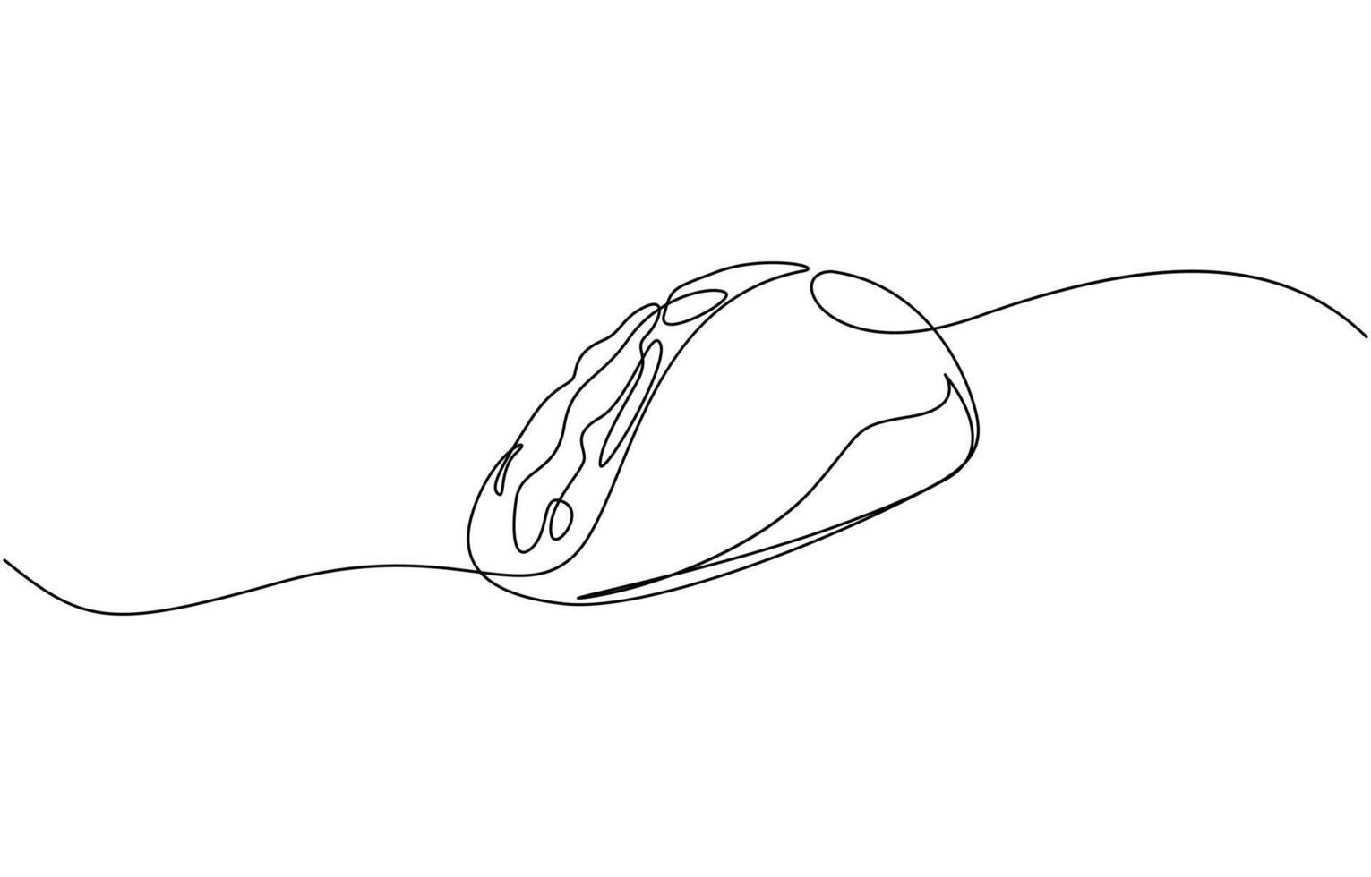 Taco one continuous line illustration. Hand drawn doodle sketch of food. Grilled beef taco one line continuous drawing. Traditional Mexican street fast food vector