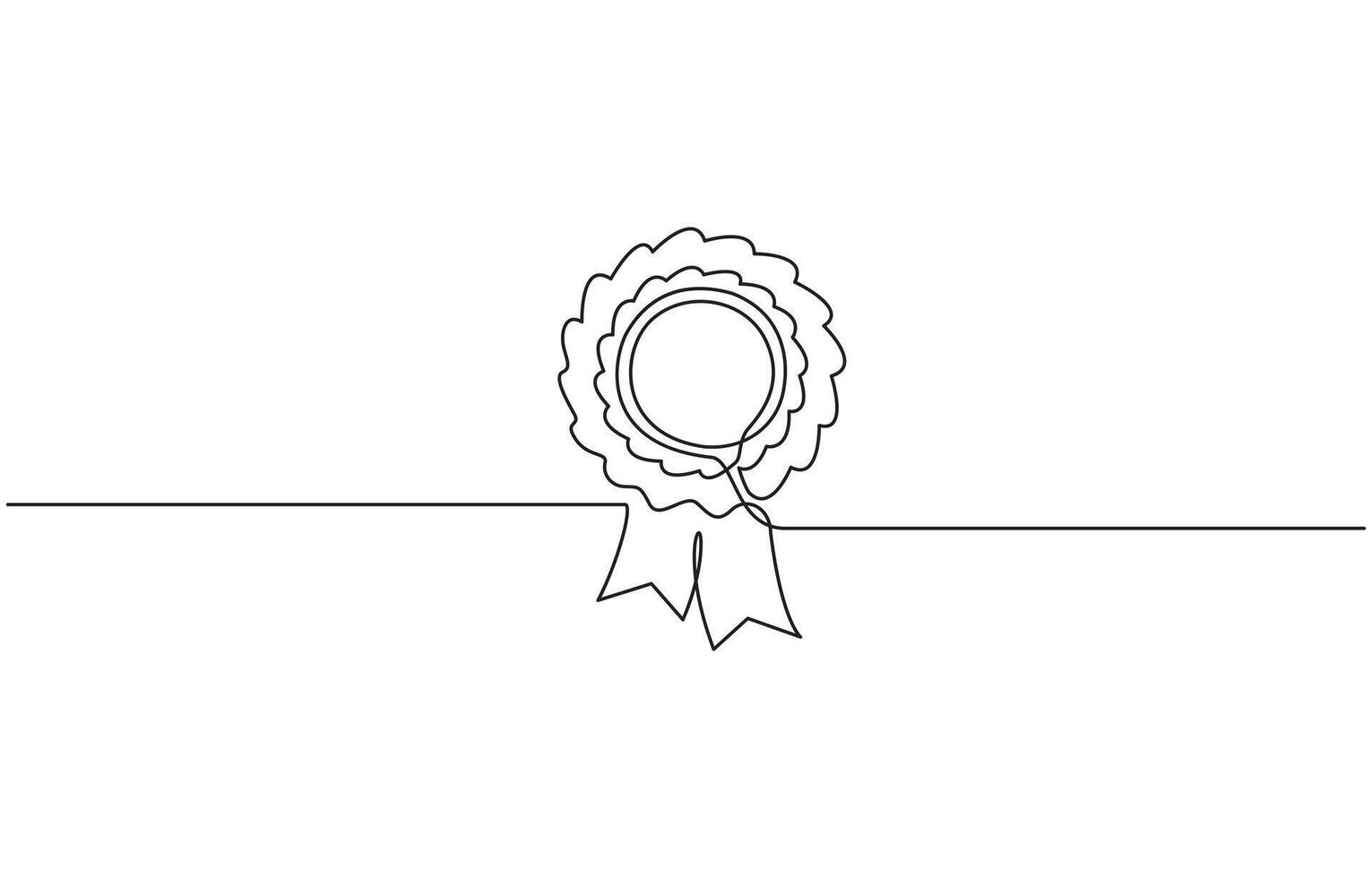 Award winning ribbon - first place concept. Continuous one line drawing, Pro , Continuous one line shape award isolated illustration outline vector