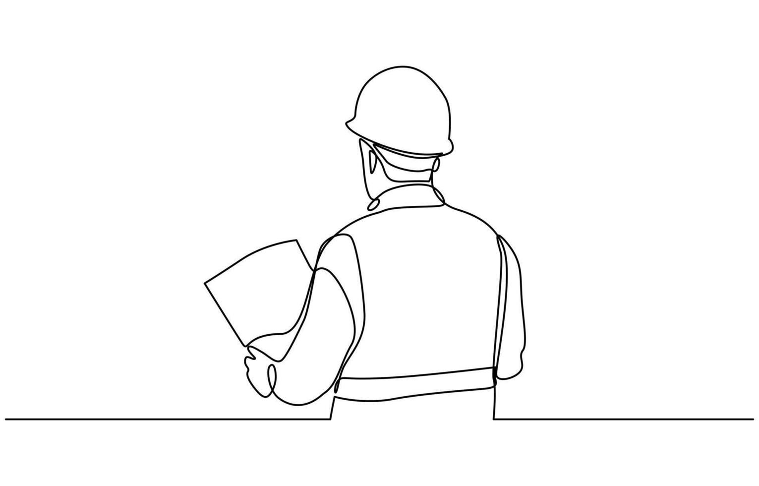 Continuous one line drawing of architect engineer, Male construction worker. Continuous line style hand drawn one line illustration editable stroke vector
